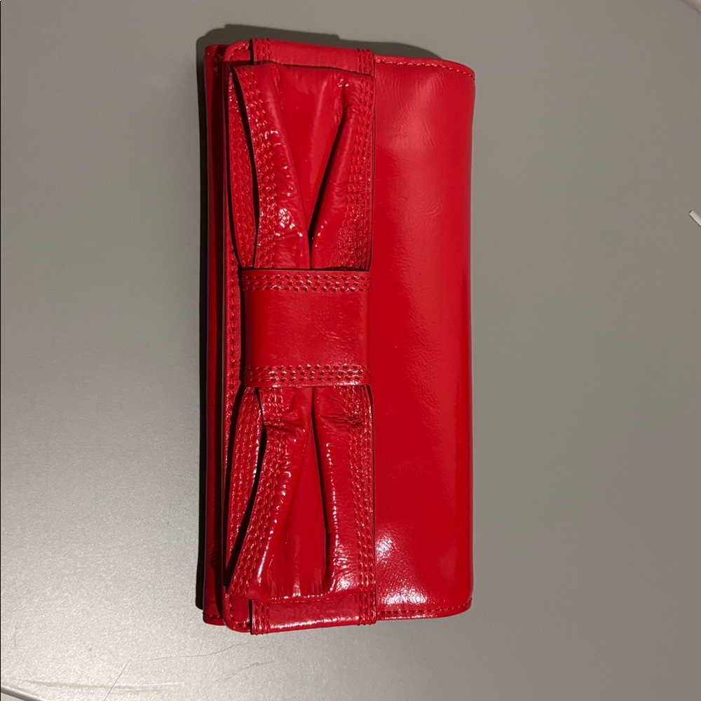 NWT Kate Spade Red Patent Bow Front Wallet
